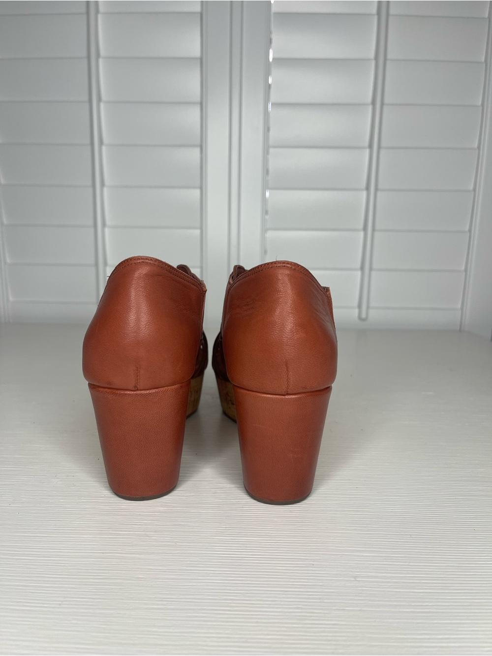 Chocolat Blu Woven Leather Cork Wedge Sandals - Cognac - Picture 5 of 8